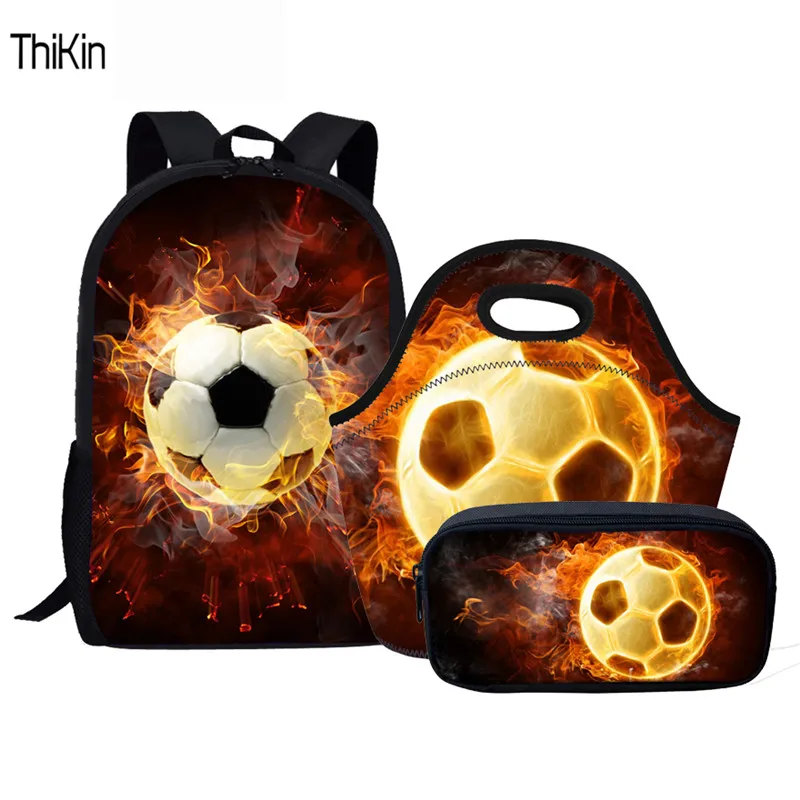 THIKIN ножной мяч печать школьные сумки комплект для подростков мальчиков и девочек Школьный рюкзак комплект из 3 предметов Детская сумка