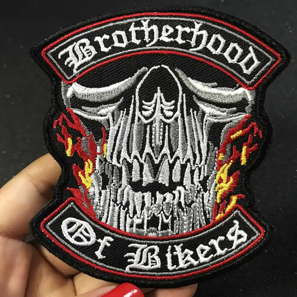 Brother Hoods of Bikers нашивка с черепом Байкерская на заказ вышитая для ткани|iron on|patch