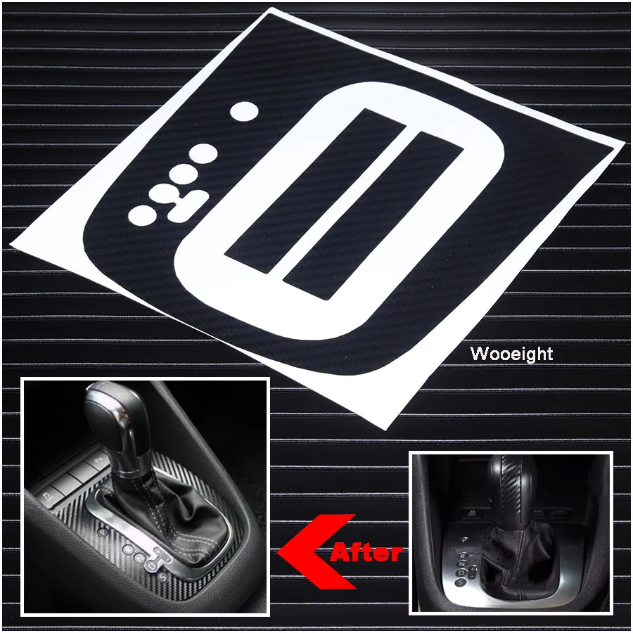 Wooeight New Car Gear Panel Sticker Case Automatic Carbon Fiber Style Panel Decal For VW Volkswagen golf 6 GTI MK6 (1)