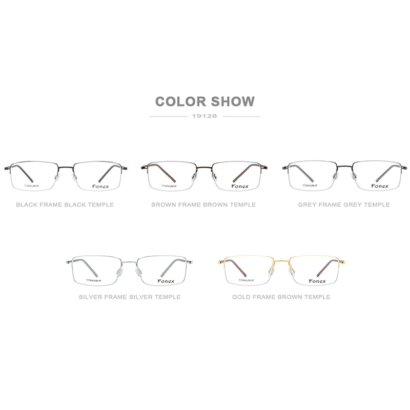 Montura de gafas de titanio puro de moda para hombres, montura cuadrada ultraligera de marca de diseñador para mujer, monturas ópticas de miopía, gafas 9128 - 5