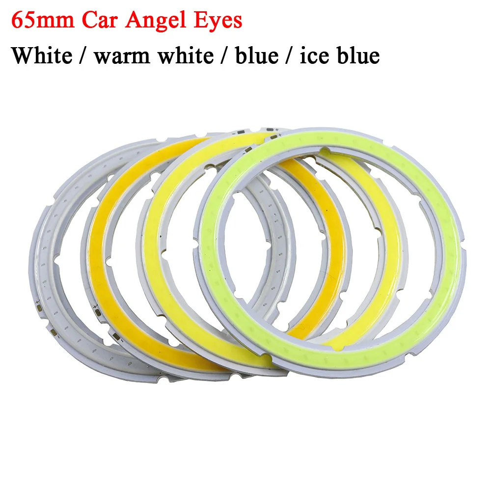 2 шт. cob-angel eyes DC 12 V-14 V Авто Halo кольца Angel Eye COB фары 65 мм Светодиодные ангельские глазки аксессуары для мотоциклов Декор