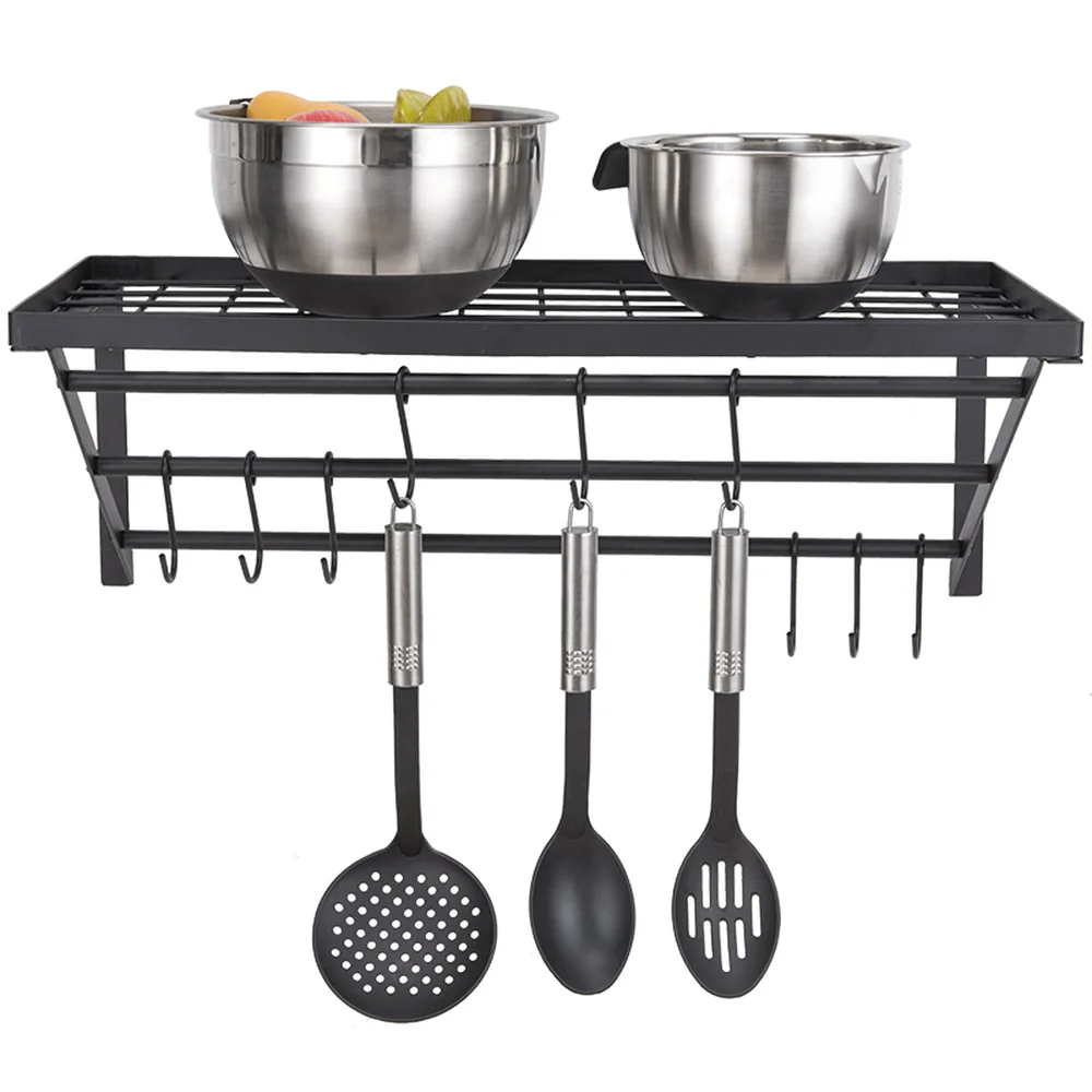  Kitchen wall mounted microwave oven rack 2 layer oven bracket kitchen storage rack hook seasoning h - 32911379704