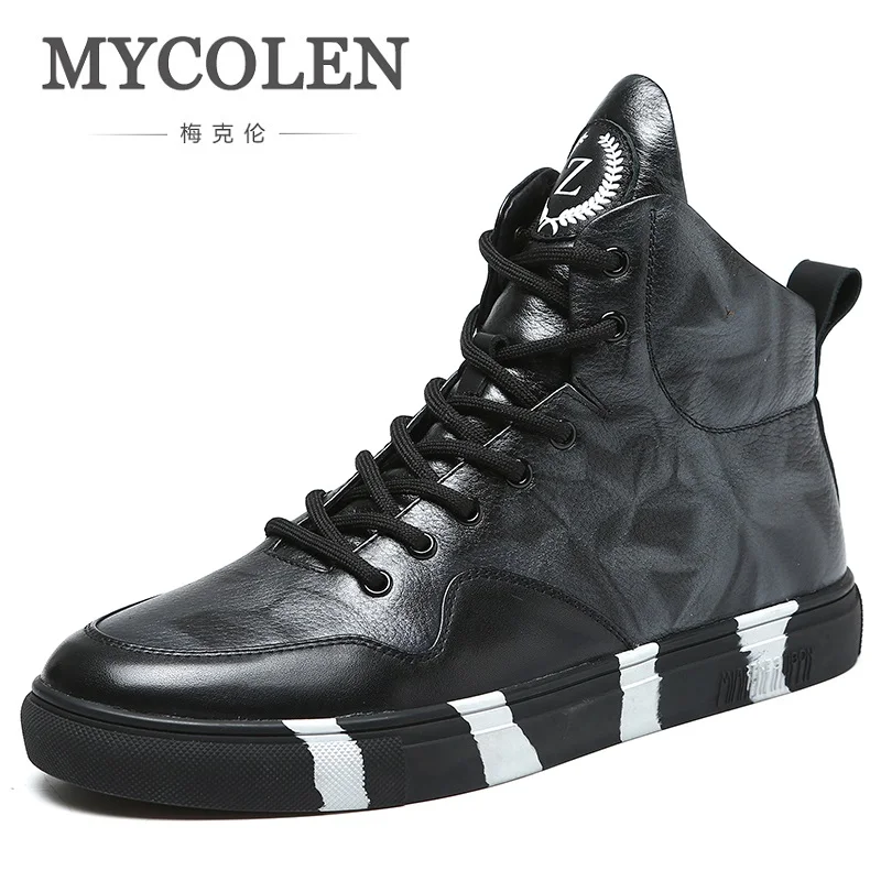 

MYCOLEN 2018 High Quality Genuine Leather Men Ankle Boots Italian Real Leather Men Boots Men Fashion Winter Popular Ankle Boots