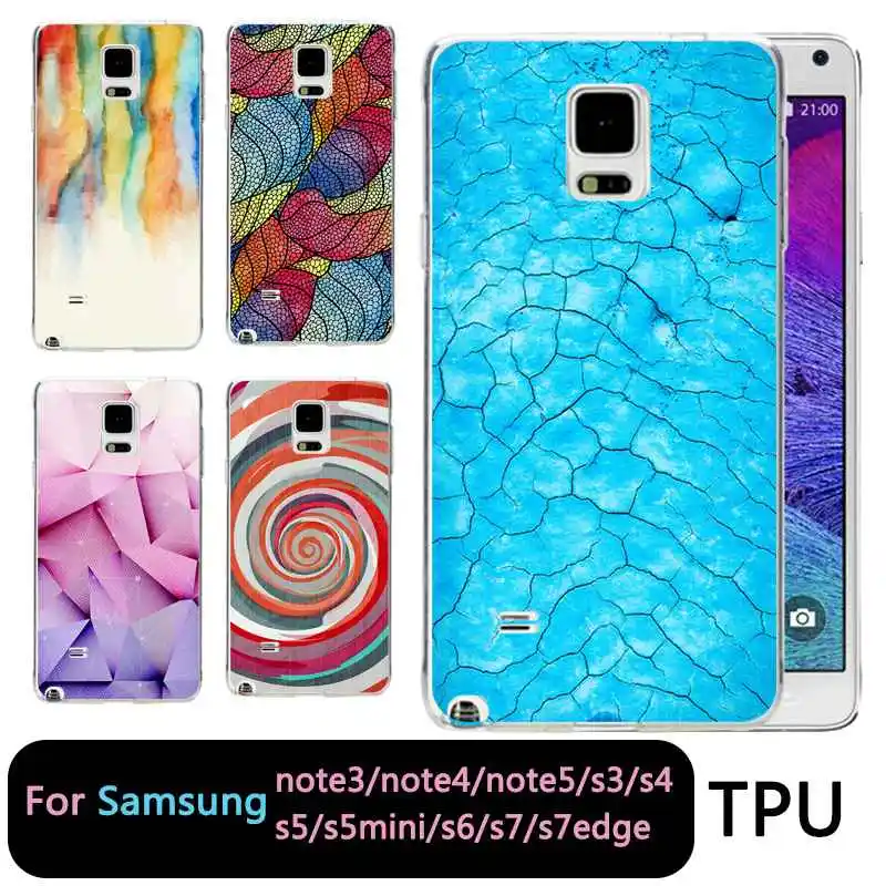 

QMSWEI TPU Soft Phone Case For samsung Note5 S8 s6 s7 edge s4 s5 s3 C5 C9 note3 note4 S9plus Cirle Strip Painting Silicone Cover