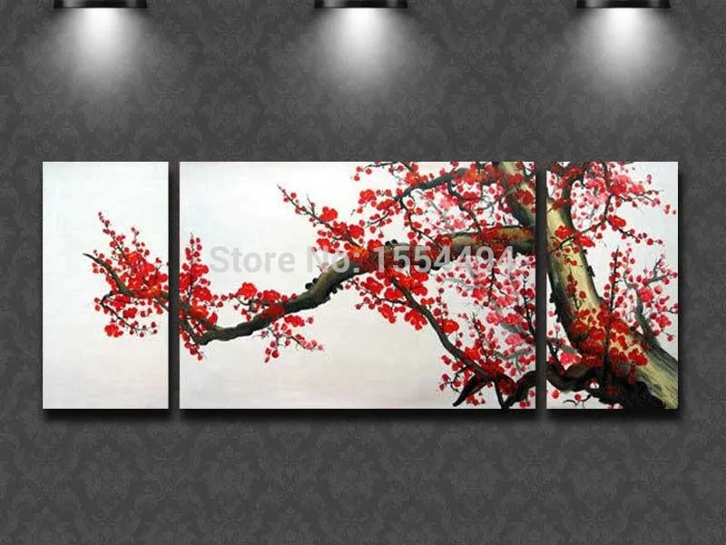 Framed hand painted large modern canvas oil painting Japanese Cherry