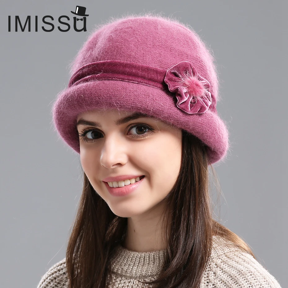 IMISSU Осень Зима Fedora Кролика Hat для Женщин Мода Повседневная Cap Твердые Цвета Gorros
