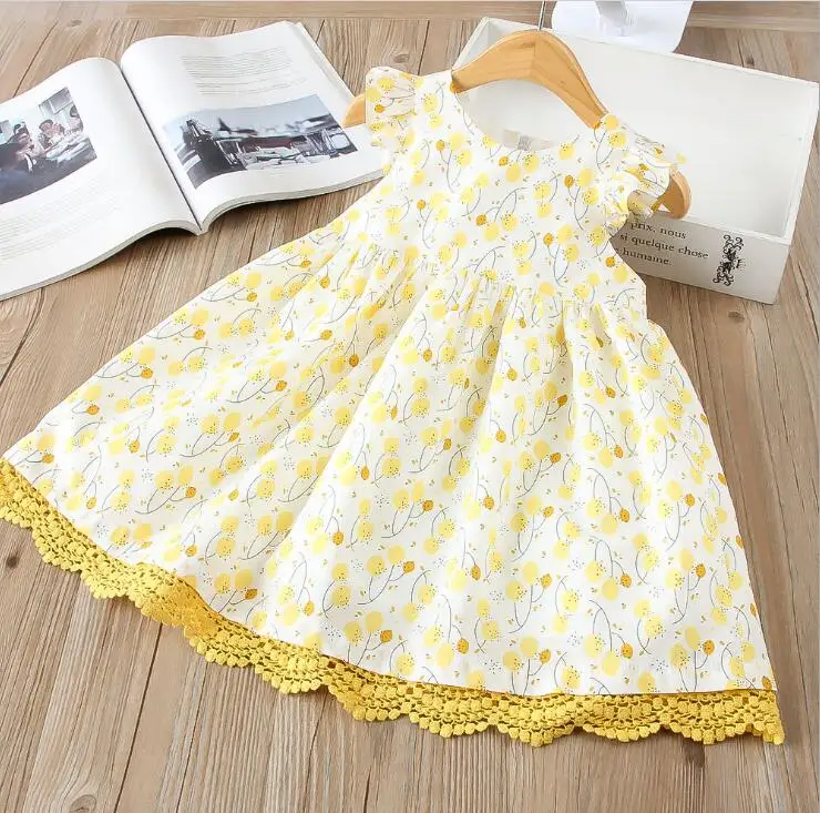 Girls Lace Dresses Baby Girls Printed Lemon Dress Babies Princess