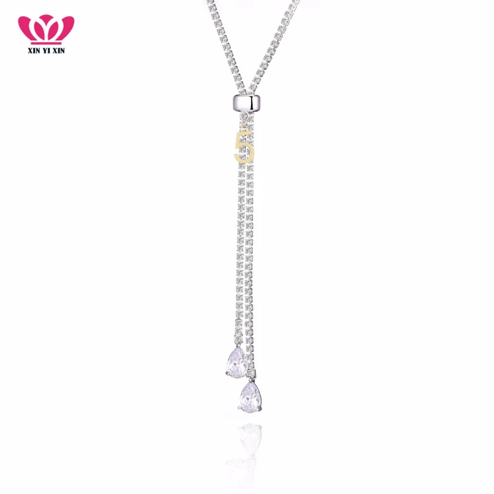 Женское ожерелье с подвеской в виде капли воды фианитом|chain necklace|drop necklacenecklace drop |