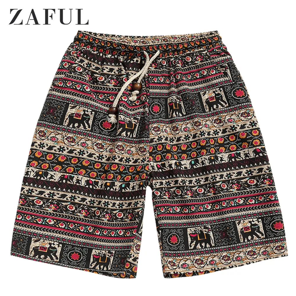 Мужские шорты с цветочным принтом ZAFUL завязками на завязках пляжные для плавания
