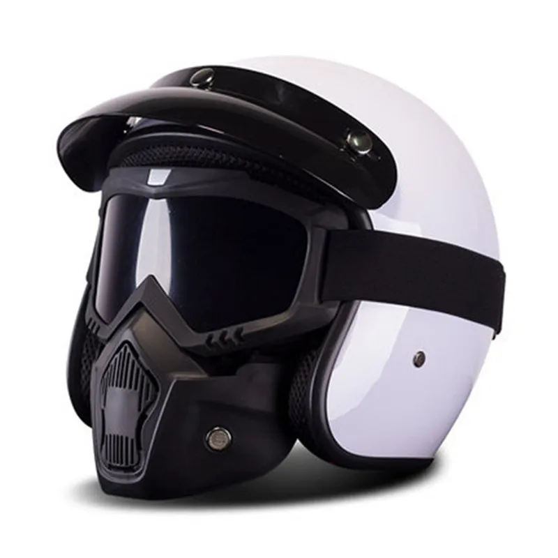 Мотоциклетный шлем Ретро Винтаж синтетический Casco Moto Cruiser Chopper скутер Кафе Racer 3/4 открытый шлем DOT Casco Moto - Цвет: helmet with mask