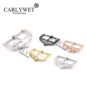 

CARLYWET 14 16 18 20 22mm Wholesale Men Women 316L Stainless Steel Silver Black Rose Gold 2mm Tang Tongue Pin Watch Buckle