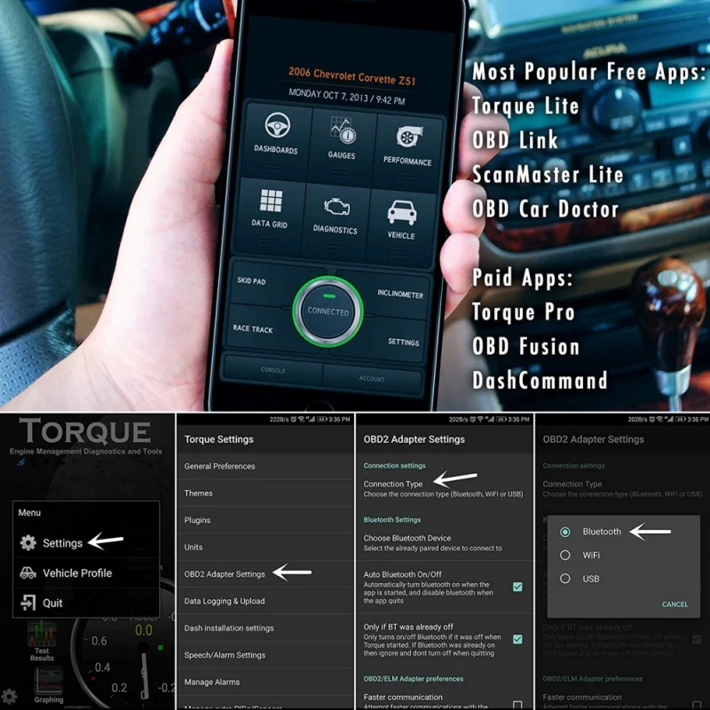 Автомобильный диагностический сканер V1.5 ELM327 Bluetooth 2 0 адаптер OBD2 Elm 327 для Android ObdII