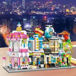 Мини Строительные кубики, детские игрушки 3D деревянная модель игры уличный Пейзаж Модель Блок игрушки подарки воображение обучающие