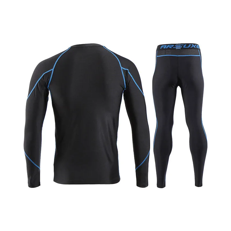 Осенне-зимний мужской комплект для бега, термофлисовый компрессионный спортивный костюм для фитнеса, облегающая Спортивная одежда для велоспорта, базовый слой