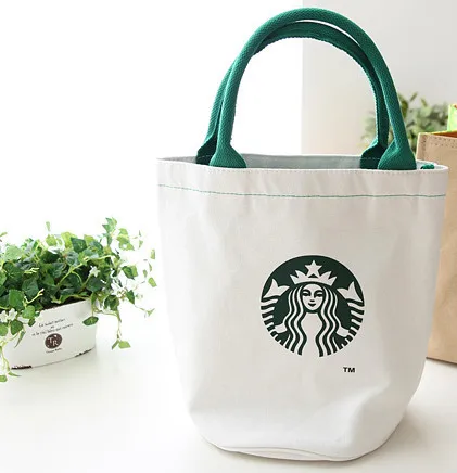 Ping Bags Natural Canvas Tote Starbucks Printed Fashion Reusable Ping Bags Natural Canvas Tote Starbucks Printed Fashion Reusable Lunch Bag For School Work