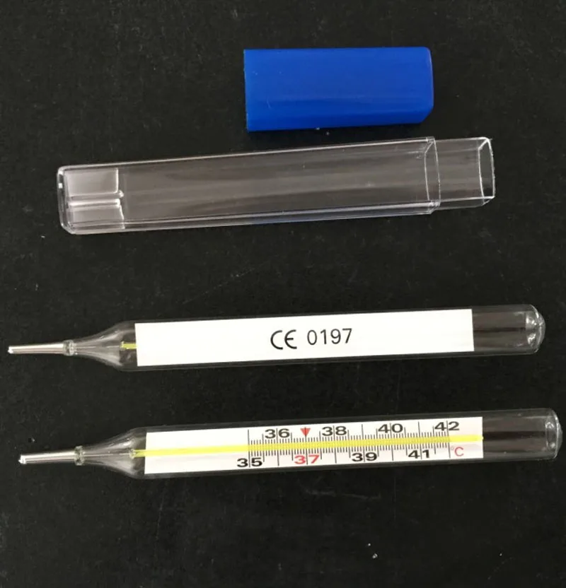 Free Shipping Glass Clinical Thermometer Mercurial Flat Thermometer