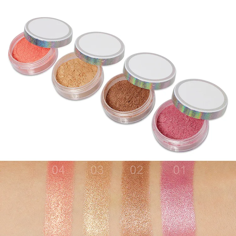 

Wholesale NO Label Highlighter Makeup Loose Powder Shiny Shimmer Eyeshadow Cosmetic Face Highlighter shimmer powder 48pcs