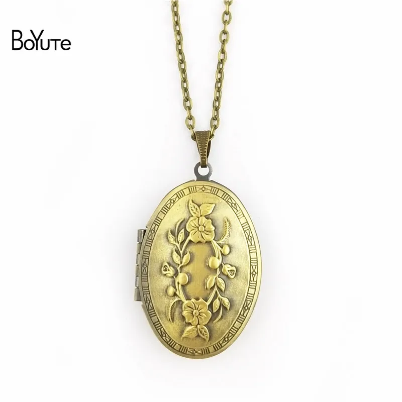 BoYuTe Retail 1 Piece 70CM Chain 2338MM Oval Floating Photo Locket Necklace Pendant Open Necklace (3)