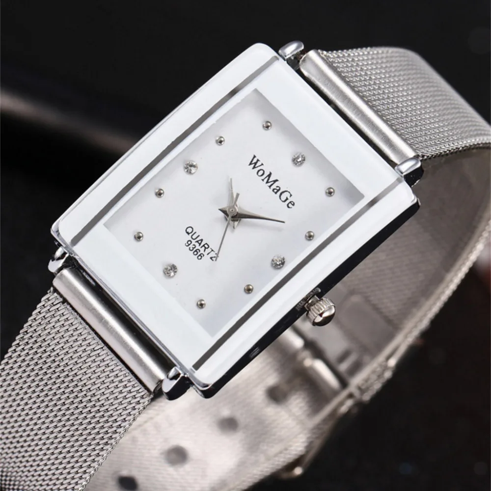 

New Luxury Watch Women Fashion Square Dial Stainless Steel Mesh Belt Dress Ladies Reloj Mujer Quartz Wristwatch Clock Gift XB40