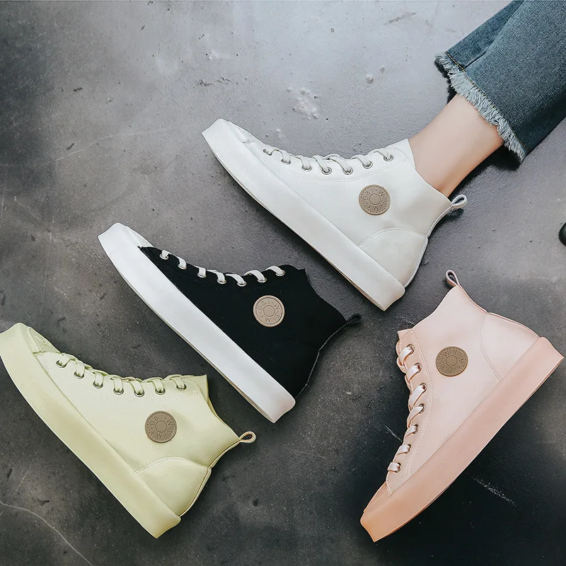 Marderee 2019 High Help Shoes Woman Women Candy Color Girls Shoe Flat Bottom Lovers Canvas Sneakers Tenis Feminino