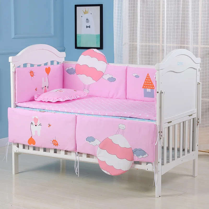  5pcs Toddler Pure Cotton Baby Bed Bumper Crib Bumper Infant Room Decor Newborn Knotted Crib Bumper 