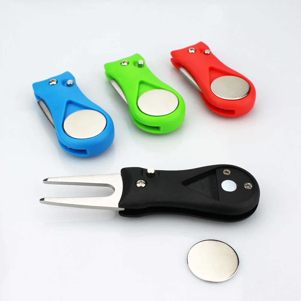 

1 Pcs Golf Divot Repair Tool Switchblade Pitch Groove Cleaner Golf Pitchfork with Golf Marker Drop Ship