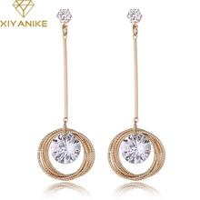 XIYANIKE 2018 nueva moda de gran lujo Twist Zircon declaración pendientes para las mujeres boda accesorios de regalo de joyería E18