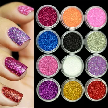 

12 Colors/Set ANGNYA Nail Art Acrylic Round 3D Rhombus Glitter Shape Sequins Powder Hexagon Sparkly Design Tool Decoration