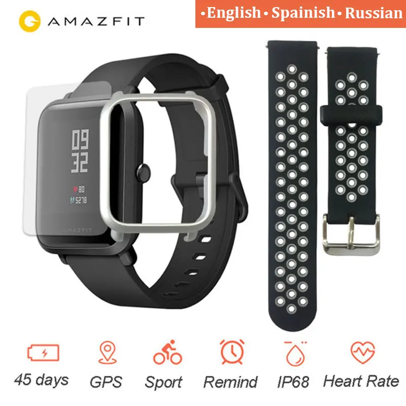 

English Version Amazfit Bip Smart Watch Huami GPS Smartwatch Android iOS Heart Rate Monitor 45 Days Battery Life IP68
