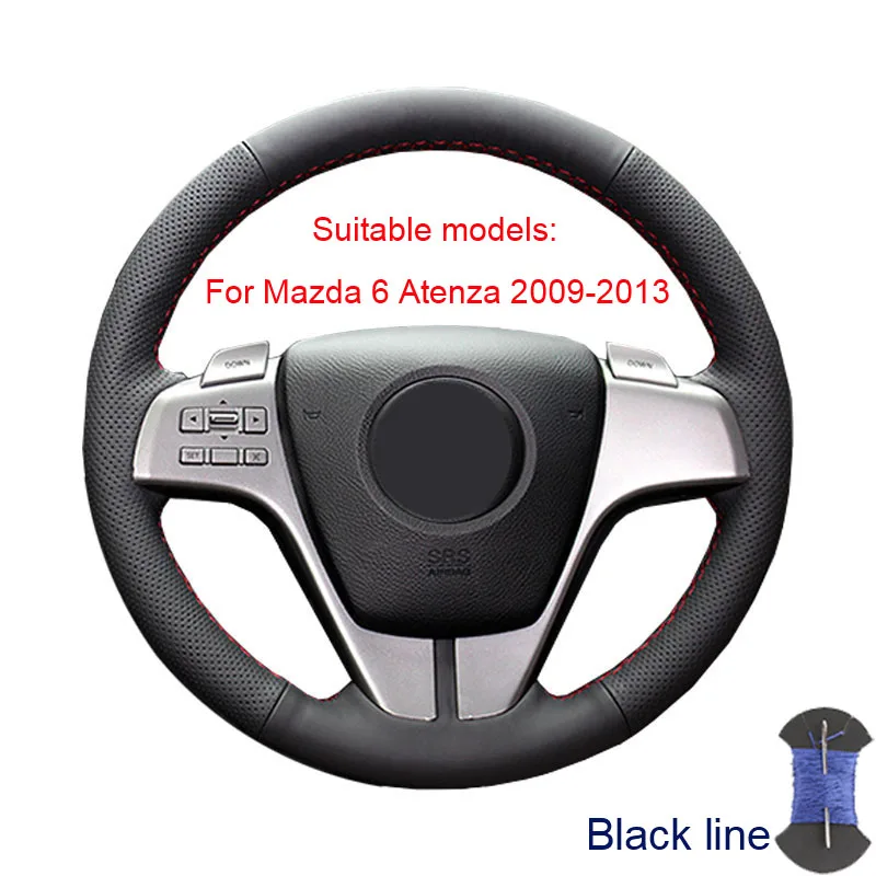 Накладка на руль для Mazda 3 Axela 2008-2013 Mazda CX-7 CX7 2010- Mazda 5 2011-2013, Mazda 6 Atenza 2009-2013/ - Название цвета: Blue thread