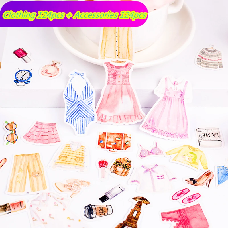

248pcs cute Girl dress clothing jewelry for Car Bike Motorcycle Phone Laptop Travel Luggage Cool Funny Sticker Bomb Decals