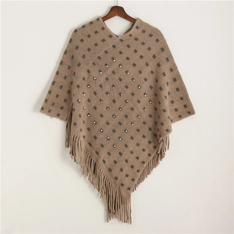 P04 cloth Новинка, однотонный зимний женский шарф с бисером, Кашемировое пончо и шапки для девушек, плотное теплое пальто, эластичная вязаная шаль из пашмины, палантины - Цвет: P04 cloth