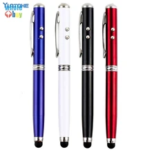 300 шт./лот, прочная лазерная указка 4 в 1, светодиодный фонарь, стилус для сенсорного экрана, шариковая ручка для iPhone, и лучшее качество