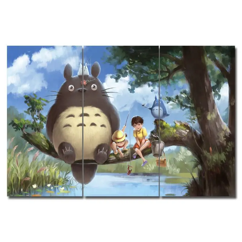

My Neighbor Totoro Anime Movie Poster Oil Paintings Wall Art Canvas pictures Print Canvas home Decor for Bar LivingRoom framed