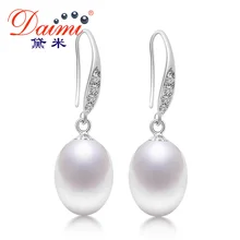 Daimi 9-10mm genuino perlas de agua dulce naturales, marca Nueva Europa Retro Pendientes de Gota Para Las Mujeres