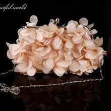 Сладкий знатных шифон лепесток посылка со стразами вечерняя сумочка день клатч невесты цепочка невесты женская сумка