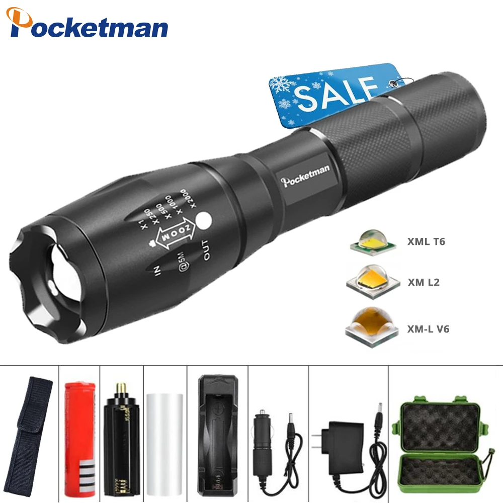 10000LM CREE T6 5 Model Flashlight Waterproof LED Torch & 18650 Battery &Charger 10000LM CREE T6 5 Model Flashlight Waterproof LED Torch & 18650 Battery &Charger