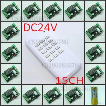 

DC24V 15CH RF wireless switch remote control system Receiver&Transmitter Momentary Toggle Latched Adjust Learning 3LED Indicator
