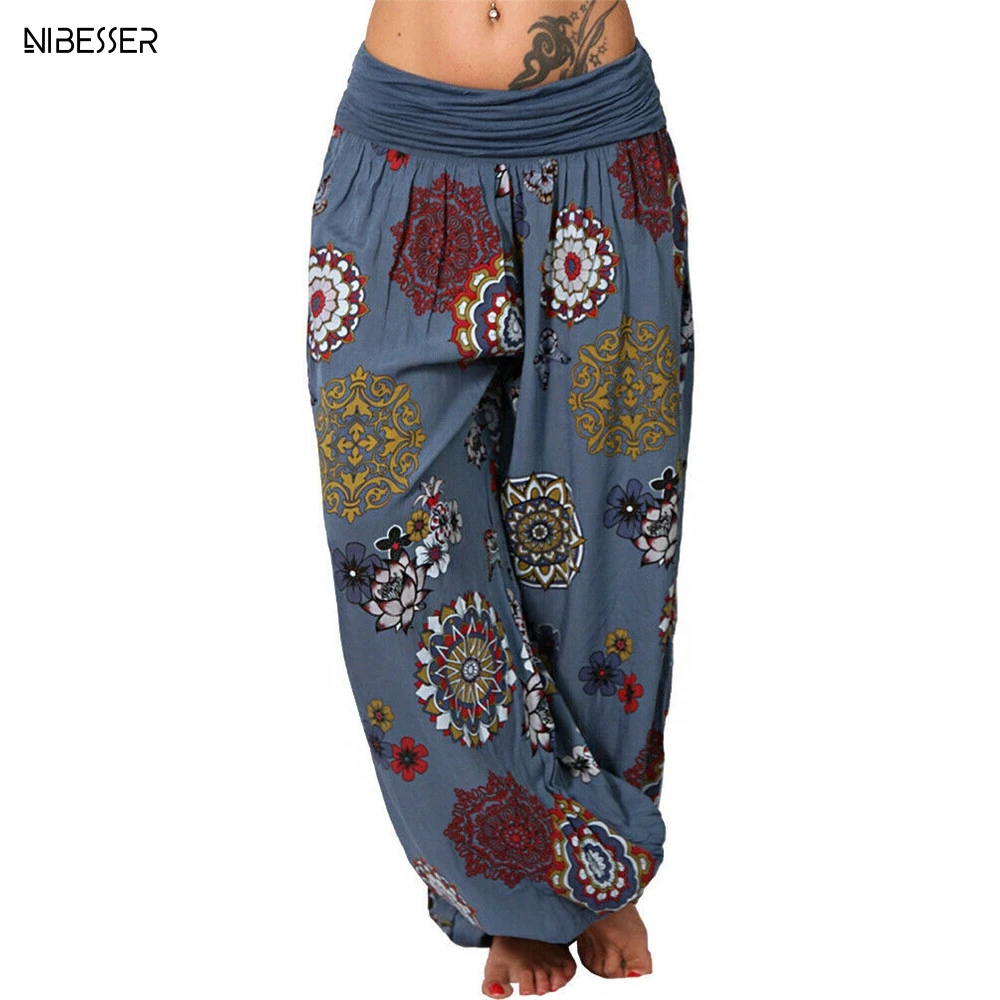 

NIBESSER Women's Pants Loose Floral Print Drawstring 2019 Casual Wide Leg Pants Female Summer Trousers Long Fashion Sweatpants