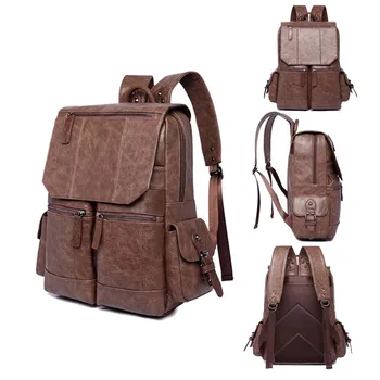 

Leather Backpacks Men's Backpack Laptop 15.6inch Notebook Backpack Male School Bags Waterproof Business Travel Multifunction Bag