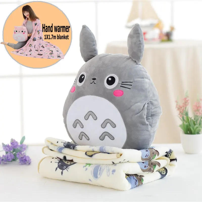 Günstige Japan action figur totoro animation hand wärmer mit Weichen Flanell decke Gefüllte Spielzeug für kinder Schlafzimmer kissen und kissen