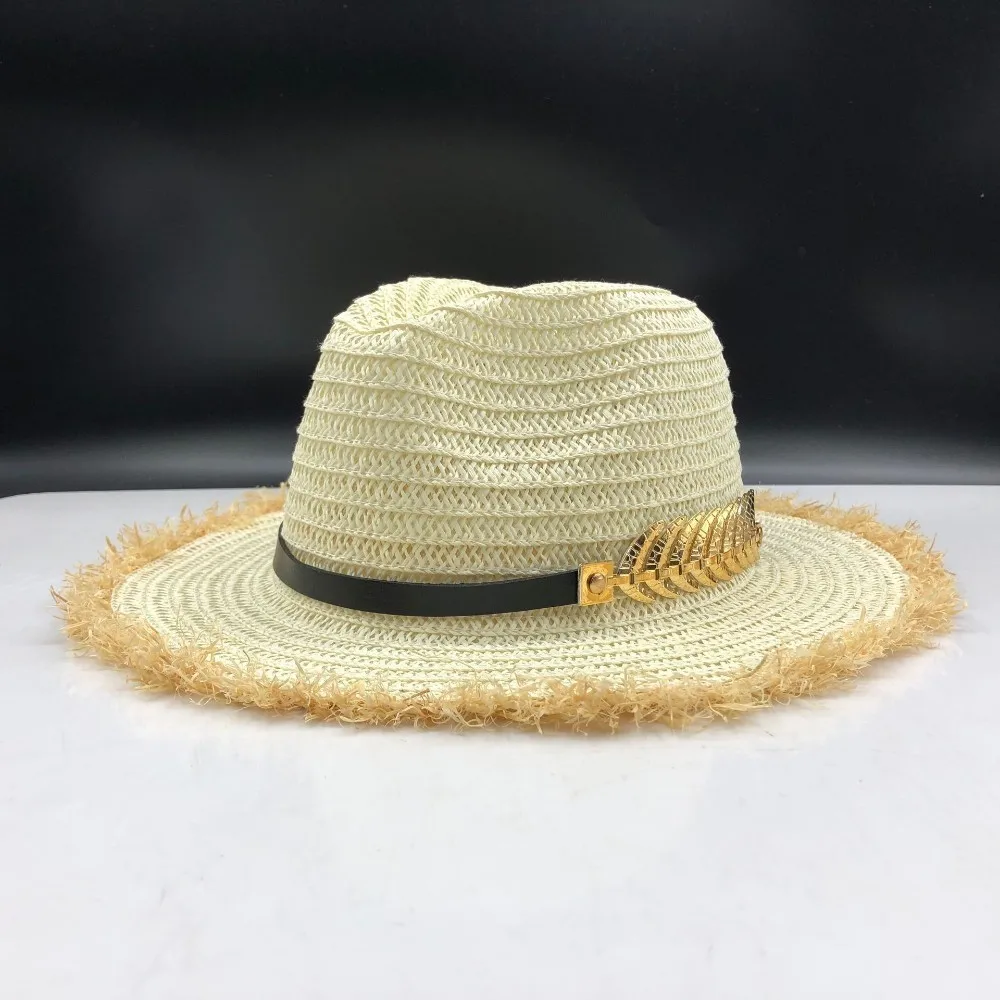 Летняя женская шляпа с полями, женская пляжная шляпа из рафии, Повседневная Панама, соломенная шляпа, Мужская кепка, солнцезащитный козырек, кепка для мужчин, Sombrero Chapeau Femme - Цвет: White Straw panama