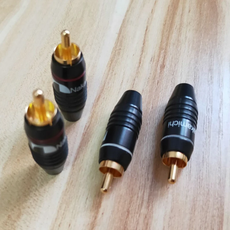Hifi латунный 8 шт. HIFI RCA Штекерный аудиокабель паяльный Позолоченный разъем черный