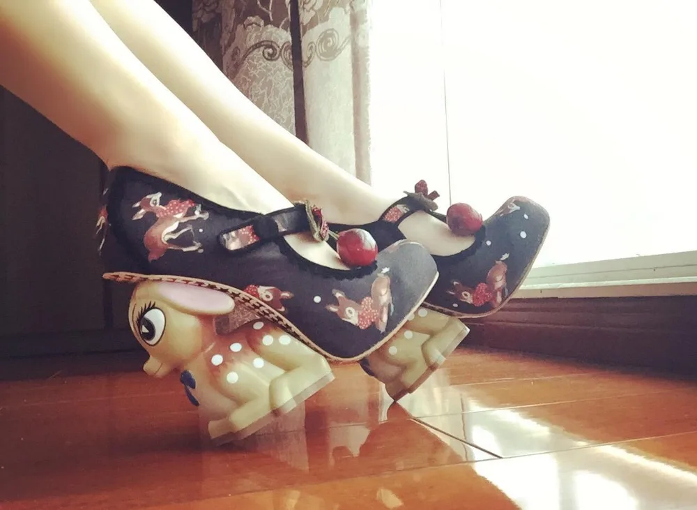 

BJYL 2018 New cute fawn high heels buckle fashion special animal zodiac high heels