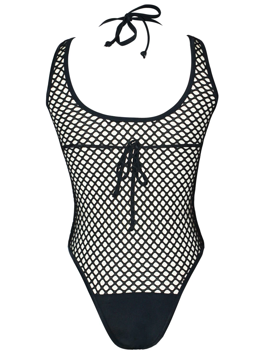 Летний Пляжный сексуальный женский купальник с пуш-ап, сетчатый цельный купальный костюм, купальник с вырезом, монокини