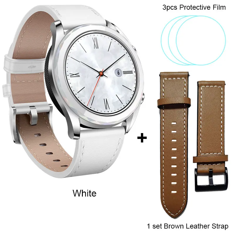 Huawei Watch GT Смарт-часы 1,3" gps nfc поддержка 14 дней Срок службы батареи Водонепроницаемый телефонный Звонок трекер сердечного ритма для Android iOS - Цвет: WhiteAdd BrownStrap.