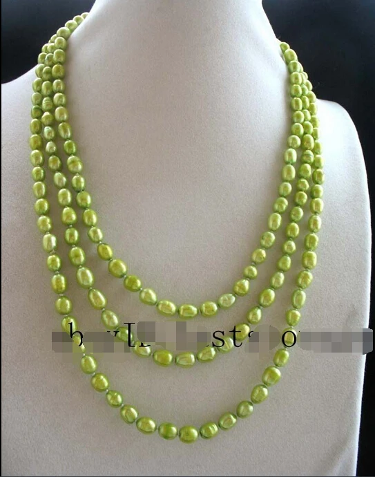 

freshwater pearl yellow green rice necklace 60" nature