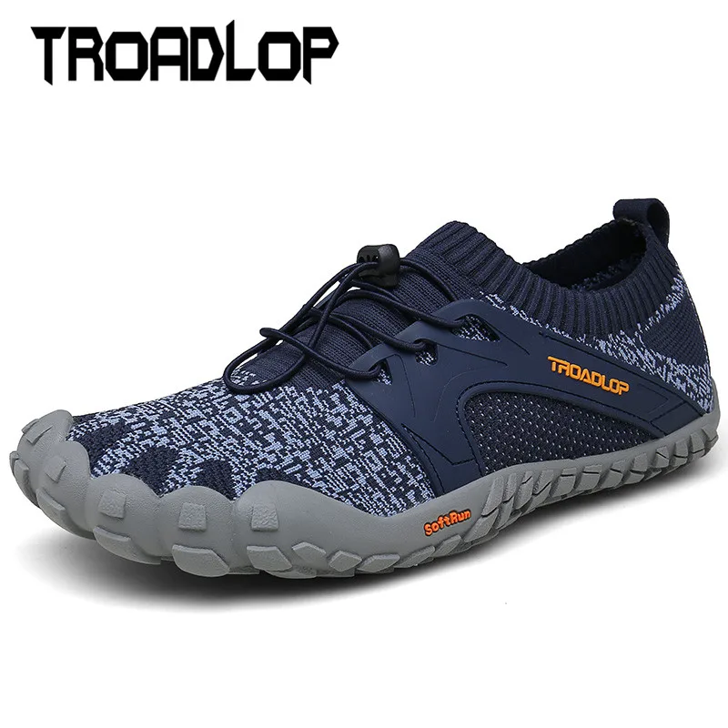 

Troadlop Rubber Sole Finger Shoes Lace Up Low Cut Outdoor Exercise Shoes Anti-skid Function Shoes for Men