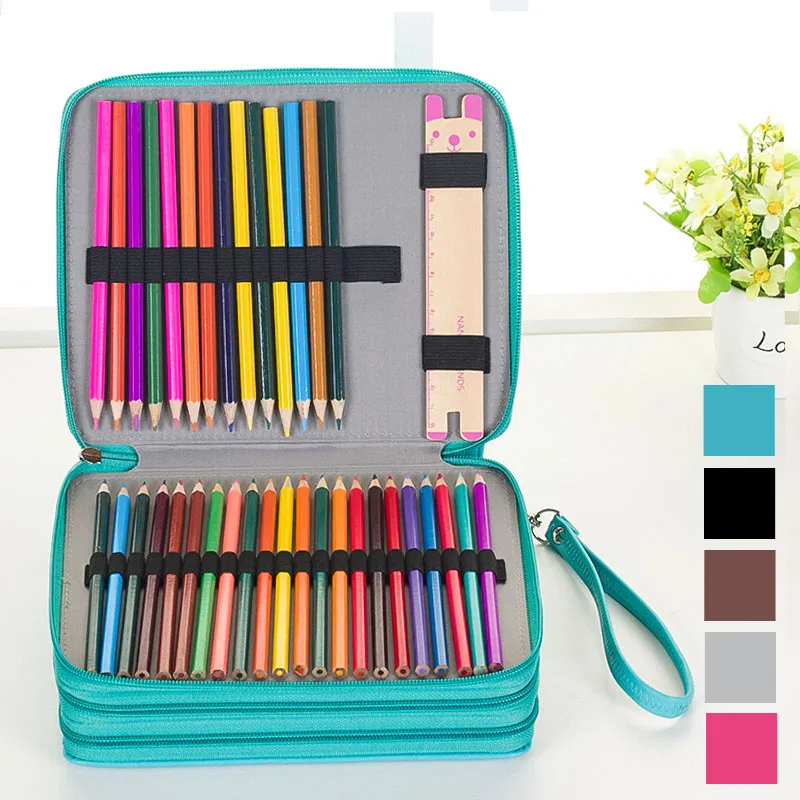 

127 Holes Premium Quality Oxford Portable Large Capacity Colored Pencil Bag Case For Painting Student Art Supplies