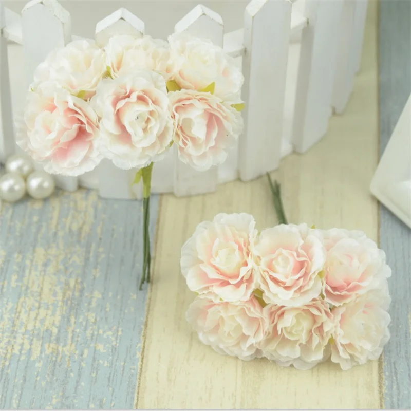 18PCS Artificial Flowers Mini Silk Bouquet Wedding Decorative DIY Wreath  Christmas Decoration Vase for Home Garden Scrapbooking
